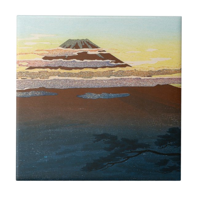 Cooler japanischer Gebirgsfuji-Sonnenuntergang Fliese (Vorderseite)