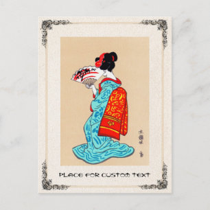 Cooler japanischer Klassiker Geisha Lady Kimono Fa Postkarte
