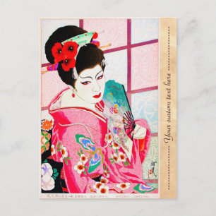 Cooler japanischer Klassiker Geisha Lady Rosa Kimo Postkarte