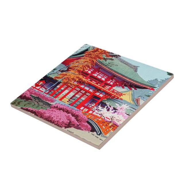 Cooler japanischer roter Tempel-Frühling Asano Fliese (Seite)