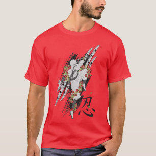 Cooler japanischer Samurai-Brief Ninja-Krieger T-K T-Shirt