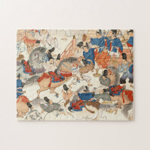 Cooler japanischer Vintager Ukiyo-e-Pferderennfahr