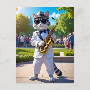 Cooler Jazz-Kater Postkarte