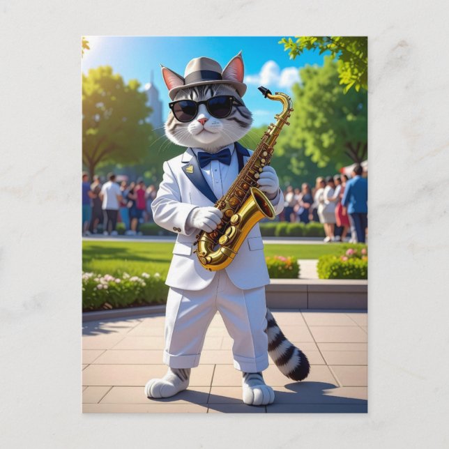 Cooler Jazz-Kater Postkarte (Vorderseite)