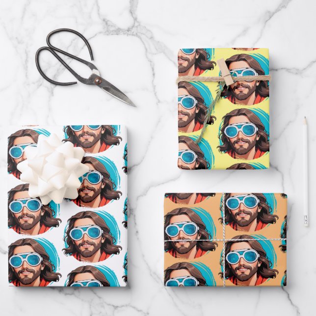 Cooler Jesus Geschenkpapier Set (Vorderseite)