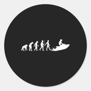 Cooler Jetski für Männer Frauen Evolution Meer Was Runder Aufkleber