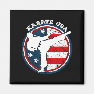 Cooler Karate mit amerikanischer Fahne für Frauen Magnet
