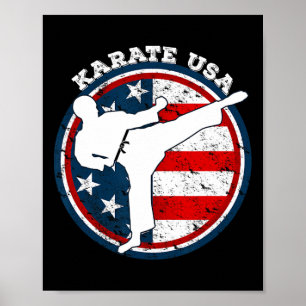 Cooler Karate mit amerikanischer Fahne für Frauen  Poster