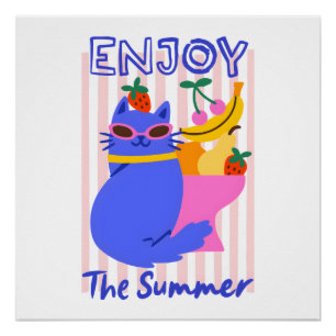 Cooler Kater genießt den Sommer Poster