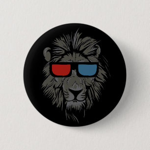 Cooler Katzen-Löwe mit schwarzem Knopf-Button der Button