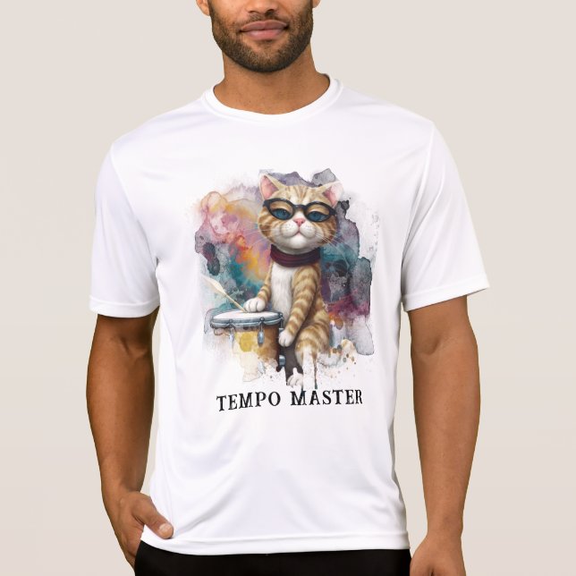 *~* Cooler KatzenDRUMMER AP91 Perkussionistische E T-Shirt (Vorderseite)