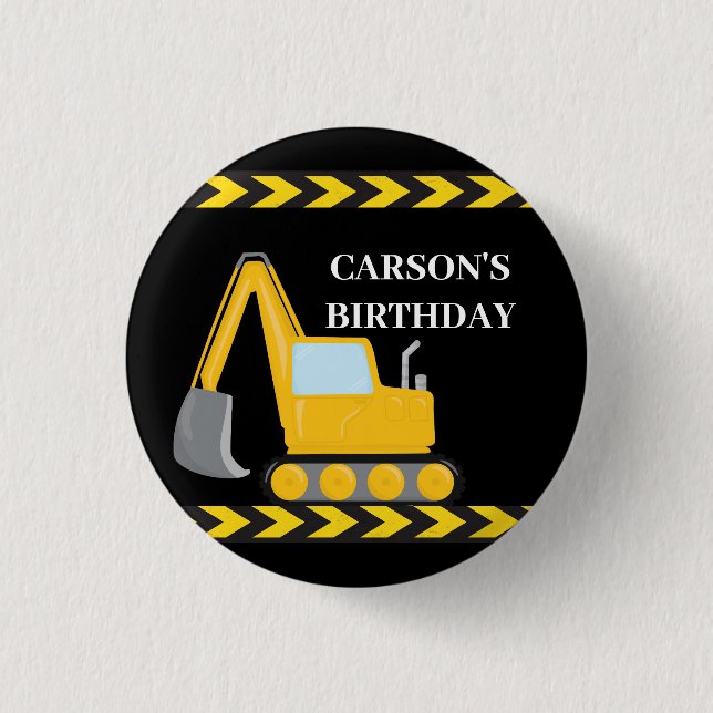 Cooler Kindergeburtstag für Baufahrzeuge Button (Vorderseite)
