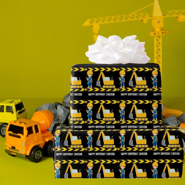 Cooler Kindergeburtstag für Baufahrzeuge Geschenkpapier (Von Creator hochgeladen)
