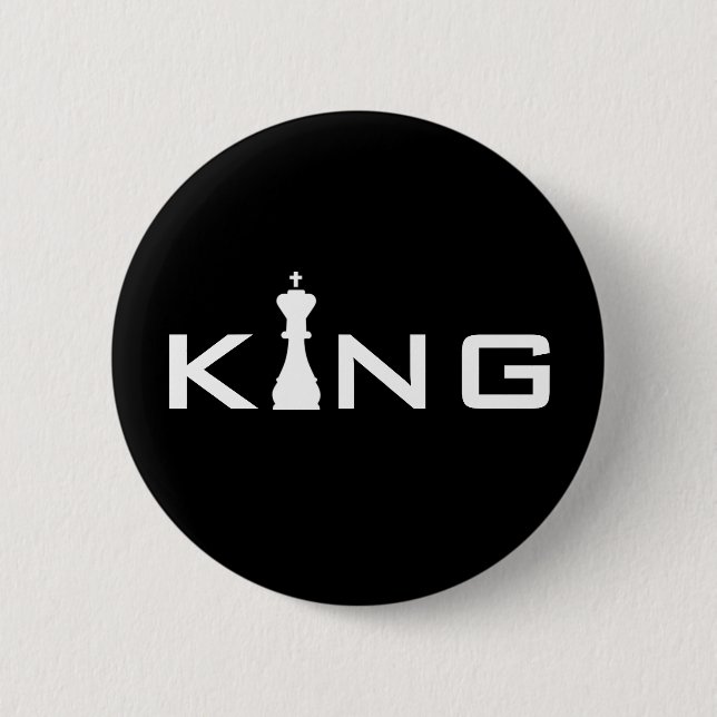 Cooler King Typografie-Schachspieler Button (Vorderseite)
