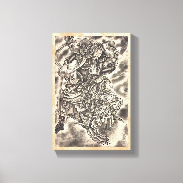 Cooler klassischer Vintager japanischer Dämon-Samu Leinwanddruck (Vorderseite)