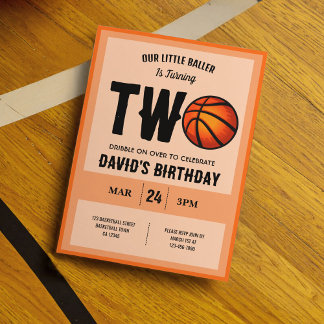 Cooler kleiner Baller Basketball 2. Geburtstag Einladung