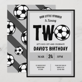 Cooler Kleiner Striker Fußball 2. Geburtstag Einladung