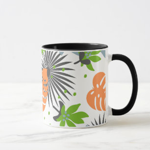 Cooler Kontrast Orange und grünes Muster in Schwar Tasse