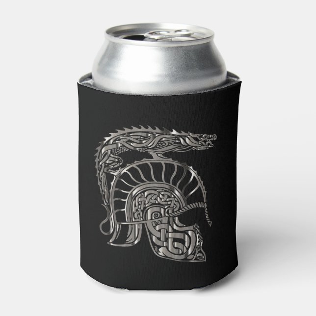 Cooler Krieger Metallic-Drachen-Helm Dosenkühler (Kanne Vorderseite)