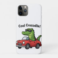 Cooler Krokodil-Cartoon in Sonnenbrille Autofahren