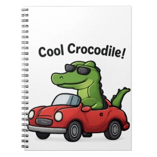 Cooler Krokodil-Cartoon in Sonnenbrille Autofahren Notizblock