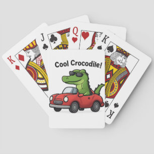 Cooler Krokodil-Cartoon in Sonnenbrille Autofahren Spielkarten