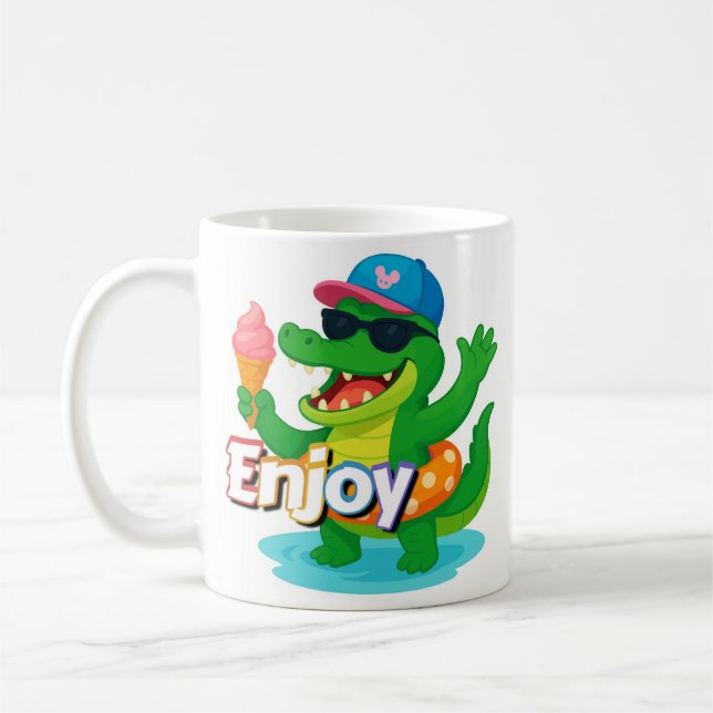 Cooler Krokodil Sommer Vibes Becher Kaffeetasse (Links)