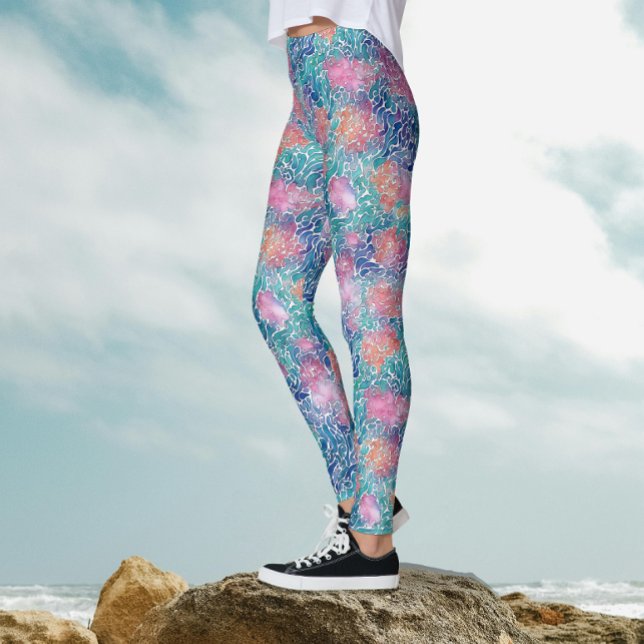 Cooler Künstlerischer türkisfarbener Ozean Leggings (Von Creator hochgeladen)