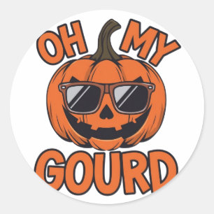 Cooler Kürbis mit Sonnenbrille - Oh My Gourd  Runder Aufkleber