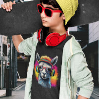 Cooler Lama DJ mit Kopfhörern