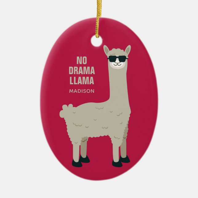 Cooler Lama individuelle Name und Farbdekoration Keramik Ornament (Vorne)