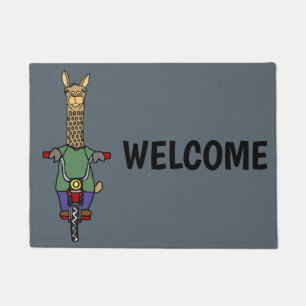 Cooler Lama-Reitfahrrad-Cartoon Fußmatte