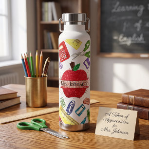 Cooler Lehrer Zurück zur Schule Custom Trinkflasche