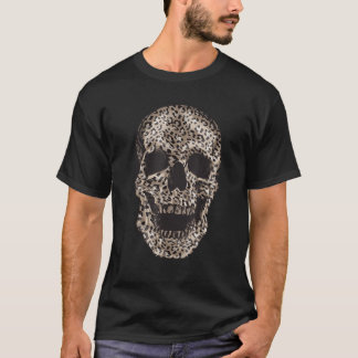 Cooler Leopard Print Skull Funny Animal Skin Head  T-Shirt