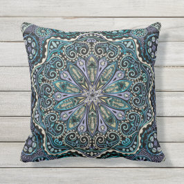 Cooler lila blaues Grün-Schwarzes Neu-Alter Boho Kissen