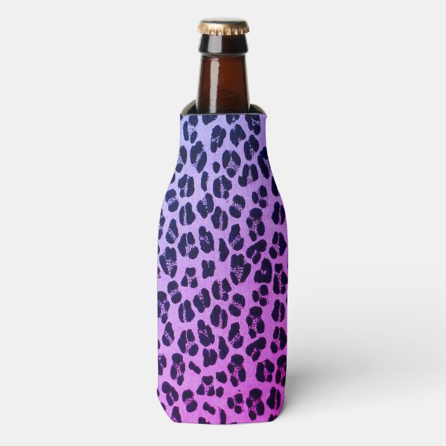 Cooler Lila Leopard Druckflasche Cooler Flaschenkühler (Flaschenvorderseite)