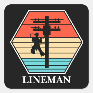 Cooler Lineman Vintage-Sonnenuntergang  Quadratischer Aufkleber