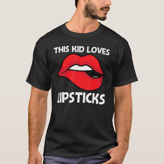 Cooler Lipstick für Kleinkinder Kosmetiktücher T-Shirt (Vorderseite)