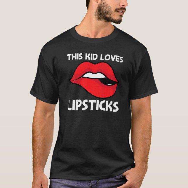 Cooler Lipstick für Kleinkinder Kosmetiktücher T-Shirt (Vorderseite)
