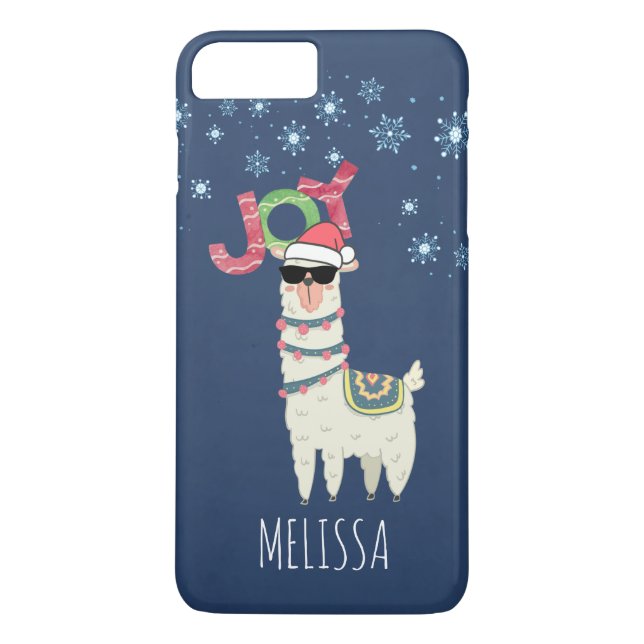 Cooler Llama in Weihnachtsmannmütze mit Schneefloc Case-Mate iPhone Hülle (Rückseite)