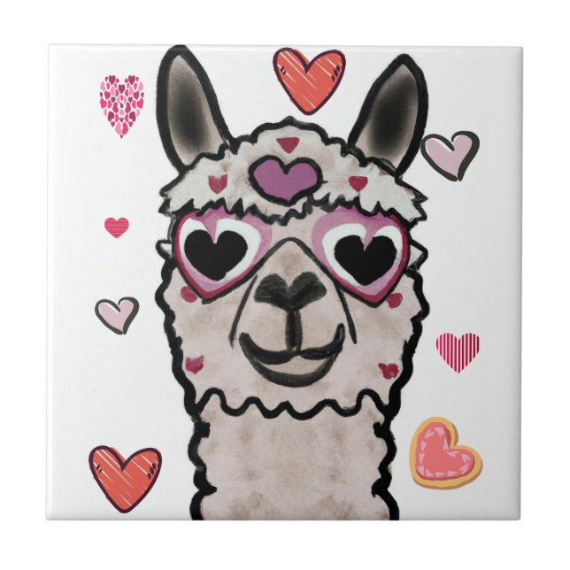 Cooler Llama mit Herzbrille Fliese (Vorderseite)