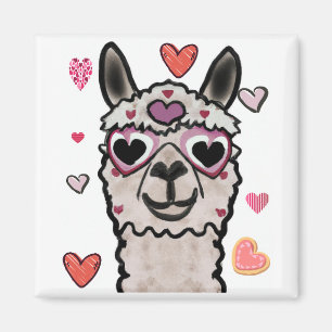 Cooler Llama mit Herzbrille Magnet