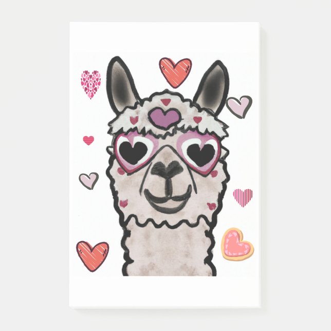 Cooler Llama mit Herzbrille Post-it Klebezettel (Vorderseite)