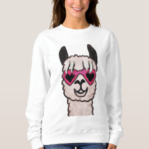 Cooler Llama mit Herzbrille Sweatshirt