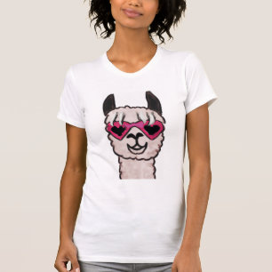 Cooler Llama mit Herzbrille T-Shirt