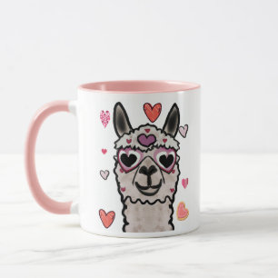 Cooler Llama mit Herzbrille Tasse