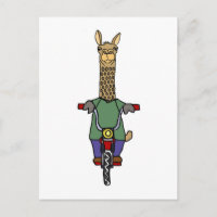 Cooler Llama Riding Bicycle Cartoon