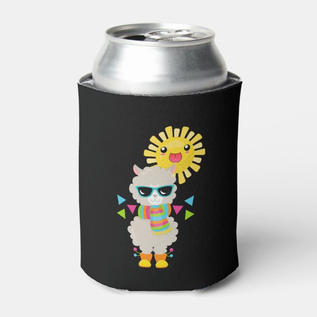 Cooler Llama und lächelnde Kawaii Sun Dosenkühler (Kanne Vorderseite)