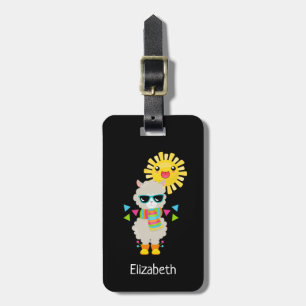 Cooler Llama und lächelnde Kawaii Sun Gepäckanhänger