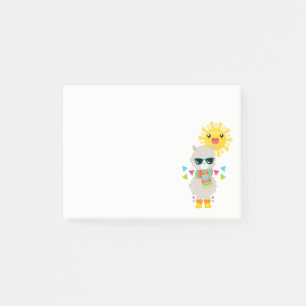 Cooler Llama und lächelnde Kawaii Sun Post-it Klebezettel